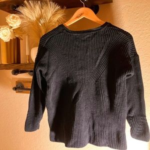 Women's Black Knitted Long sleeve Top